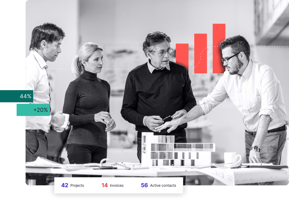 team discussing a model